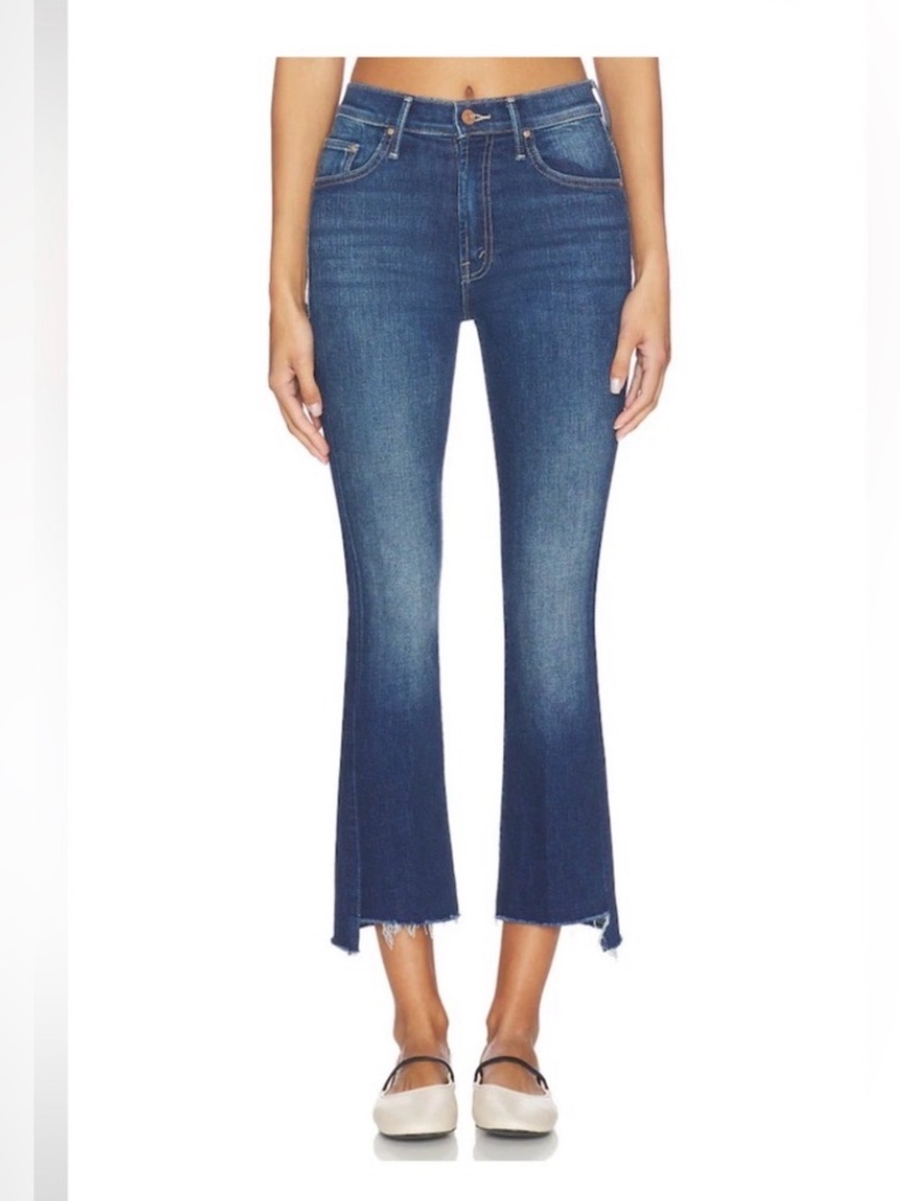 MOTHER The Insider Crop Step Fray Jeans Size 28 Girl Crush High Rise Flare